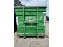 VERNOOY afzetcontainer 8806 - Gebruikte magazijncontainer, haak/kabel, kleur groen. #AFZETCONTAINER
